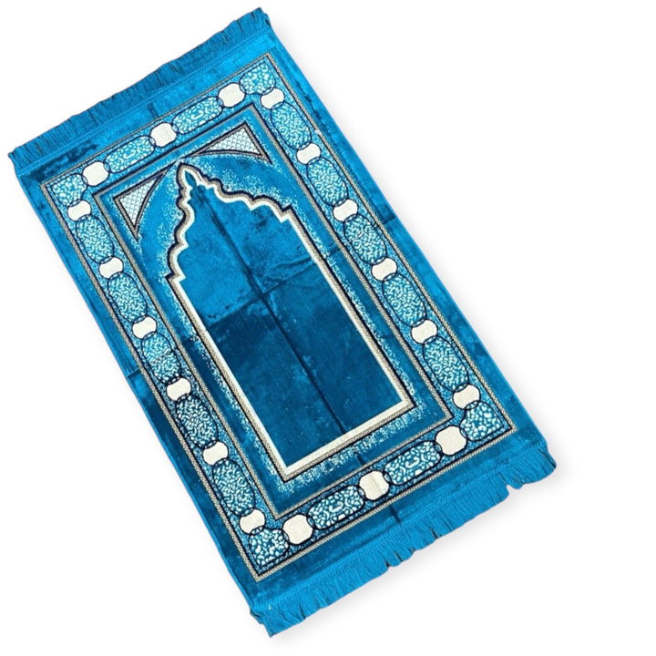 Jaynamaz salah prayer rug Turklish prayer mat Blue-TheIslamicshop.com