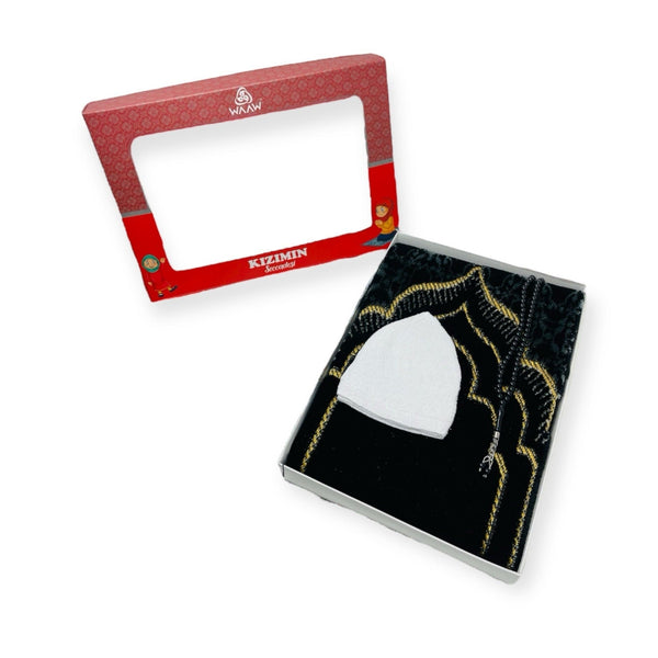 Children Gift Box With Prayer mat, Tasbeeh & Prayer Hat Red-theislamicshop.com