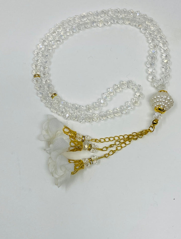 TASBIH 99 FRESH WATER PEARLS BEADS TASBEEH WITH FLOWERS-Waaw