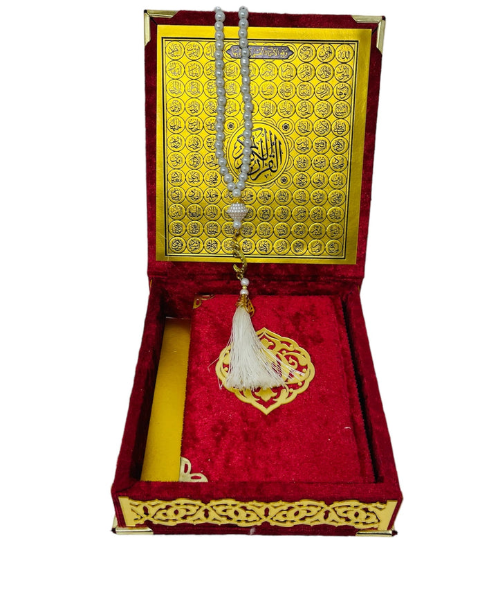 A Beautiful Quran or Tasbeeh with gift box RED-theislamicshop.com