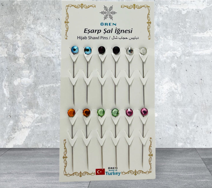 Ladies Scarf Hijab Shawl  Pins Different Colour-theislamicshop.com