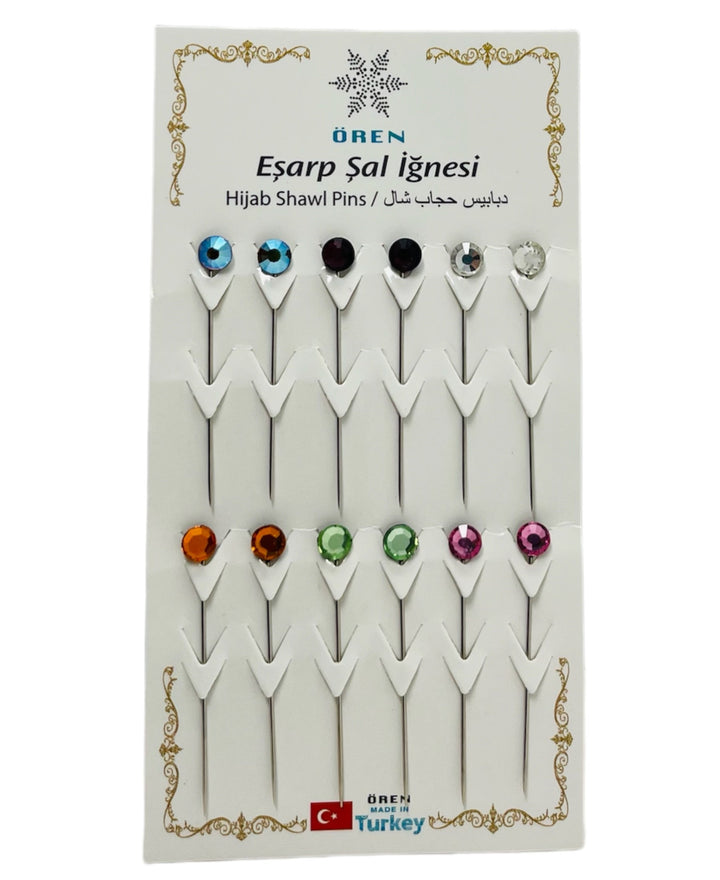 Ladies Scarf Hijab Shawl  Pins Different Colour-theislamicshop.com