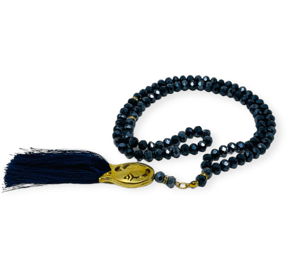 Black Crystal Prayer Beads, Tasbih, Misbaha, Eid Islamic Gift, worry beads-theislamicshop.com