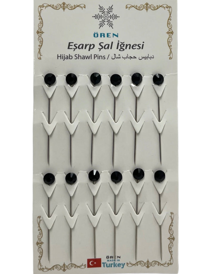 Ladies Scarf Hijab Shawl  Pins Black Colour-theislamicshop.com