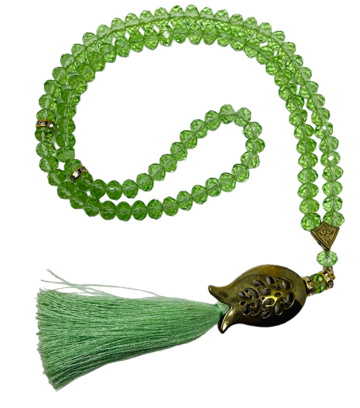 Green Crystal Prayer Beads, Tasbih, Misbaha, Eid Islamic Gift, worry beads-theislamicshop.com