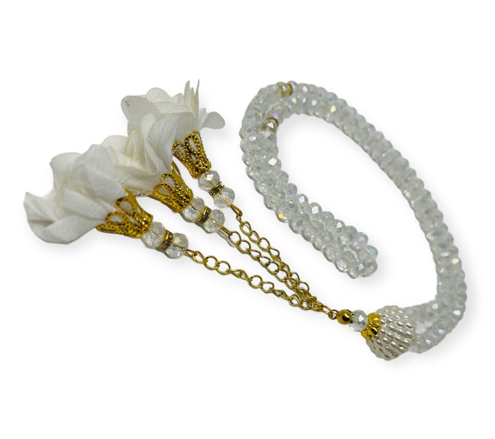 Crystal 99 Prayer Beads, Tasbih, Misbaha, White-theislamicshop.com