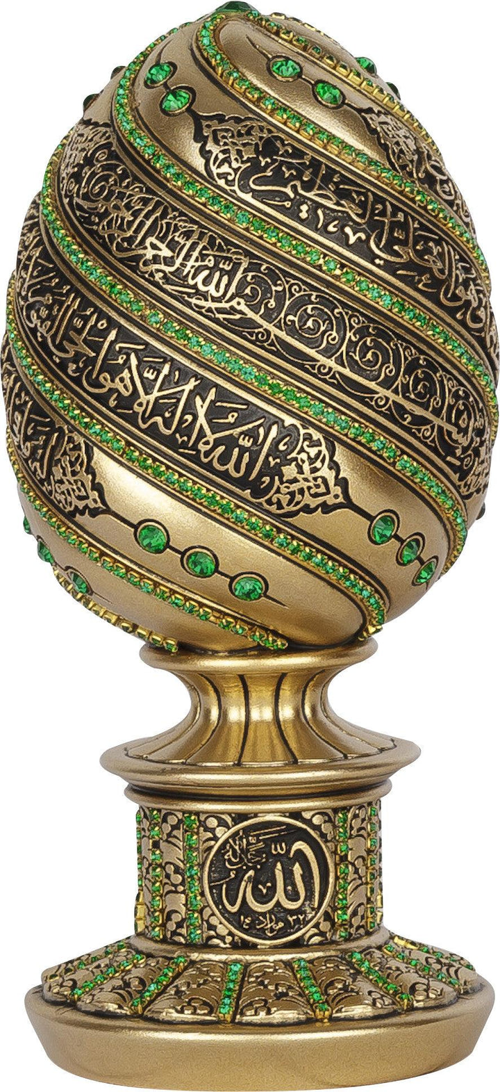 A beautiful golden and black egg sculpture engraved with Ayatul Kurs- BB-0931- 1648 - Waaw