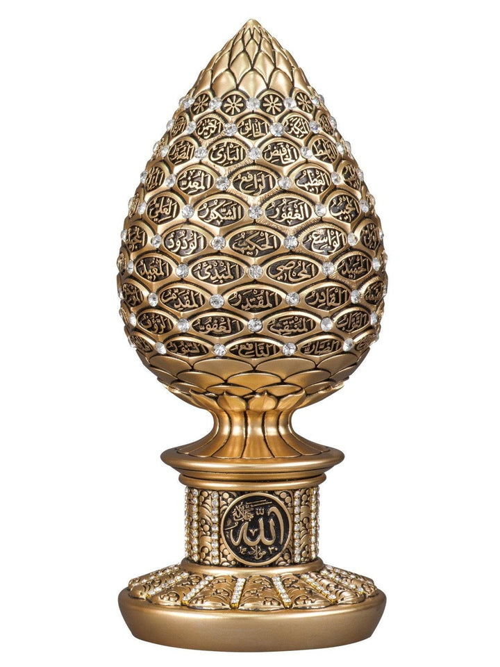 Islamic Table Decor Golden pine cone with Blue Gold/Silver/Pearl (Large)-theislamicshop.com