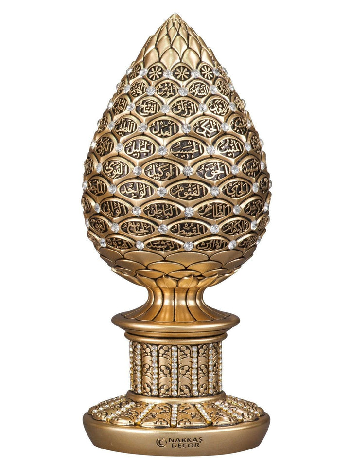 Islamic Table Decor Golden pine cone with Blue Gold/Silver/Pearl (Large)-theislamicshop.com