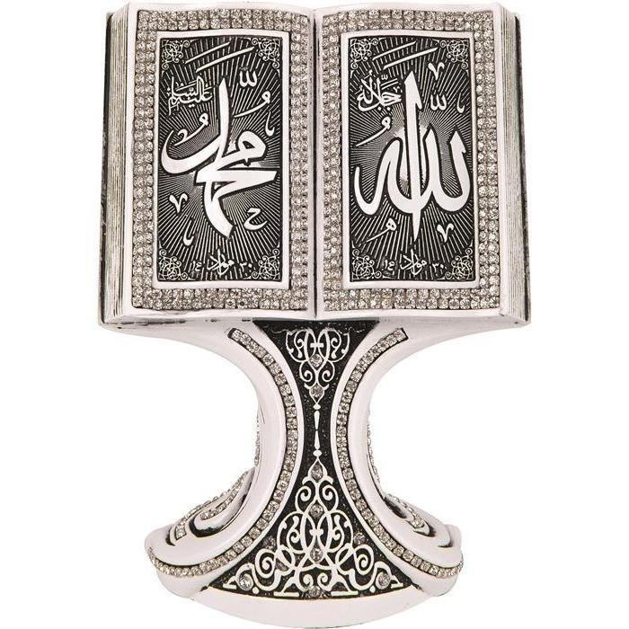 Beautiful Allah Muhammad Gold Book Clear Crystal 16 x 11 cm BB-0947 - Waaw
