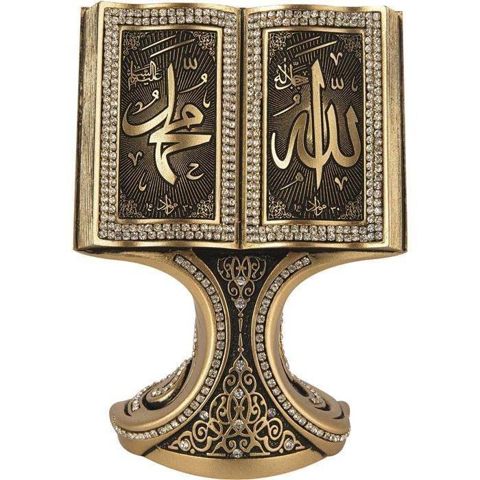 Beautiful Allah Muhammad Gold Book Clear Crystal 16 x 11 cm BB-0947 - Waaw