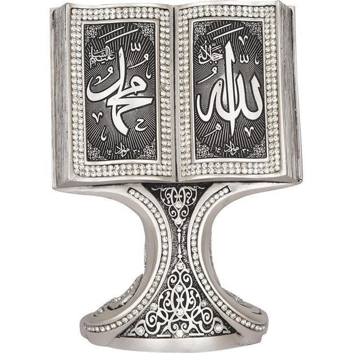 Beautiful Allah Muhammad Gold Book Clear Crystal 16 x 11 cm BB-0947 - Waaw