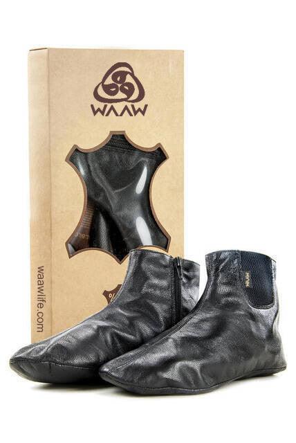 Black Leather wudu socks - Waaw