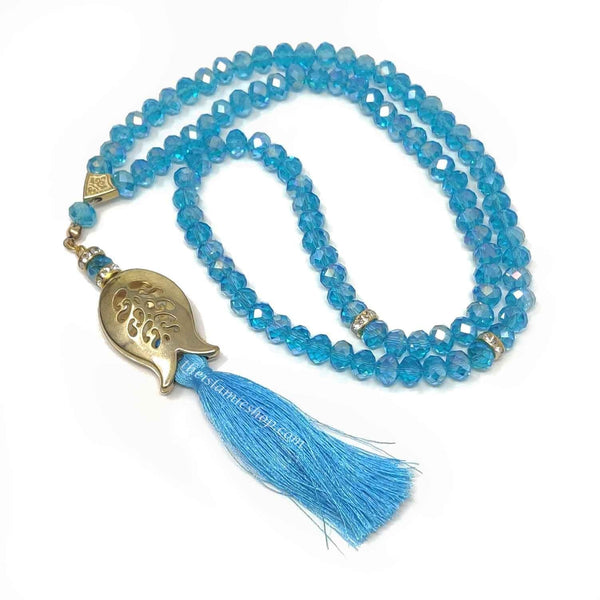 Blue Crystal Prayer Beads, Tasbih, Misbaha, Eid Islamic Gift, worry beads - Waaw