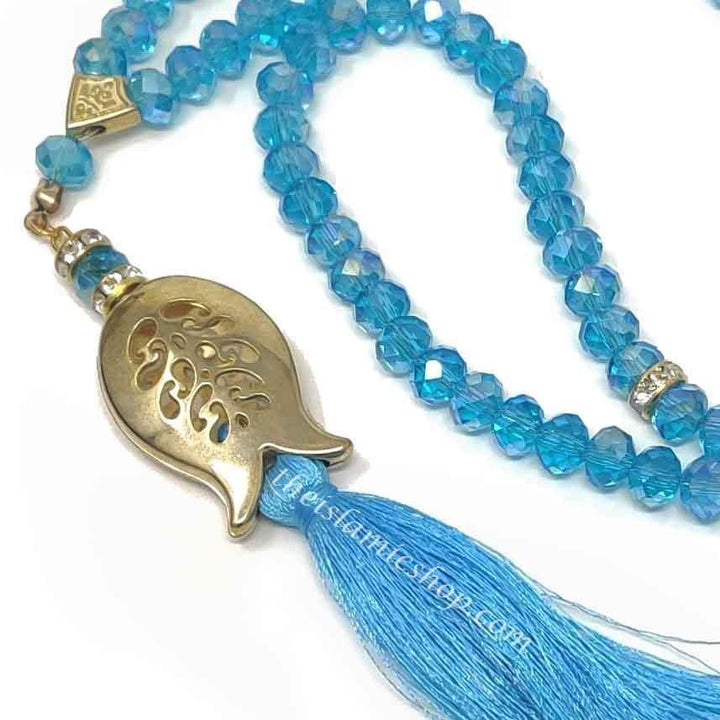 Blue Crystal Prayer Beads, Tasbih, Misbaha, Eid Islamic Gift, worry beads - Waaw