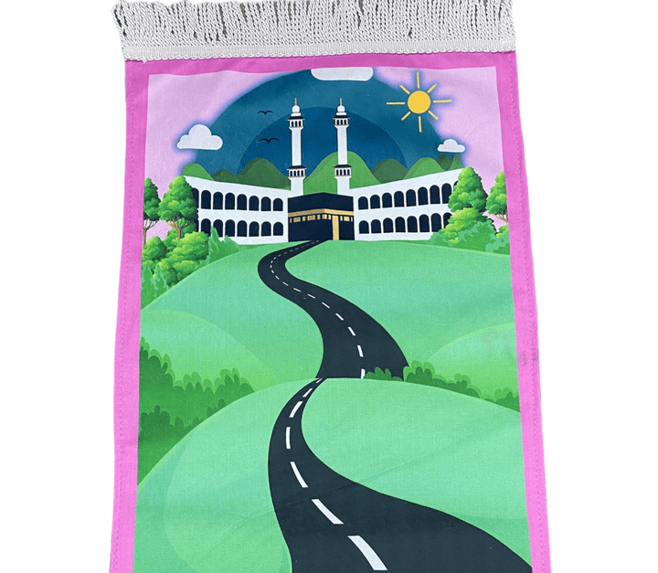 Child Size prayer mat Green/Pink-TheIslamicshop.com