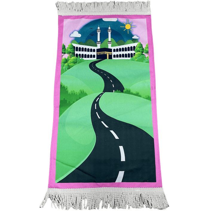 Child Size prayer mat Green/Pink-TheIslamicshop.com