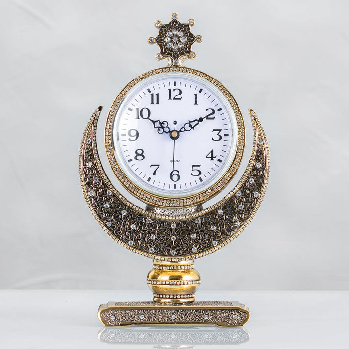 Crescent Star Table Clock Gold And silver - Waaw