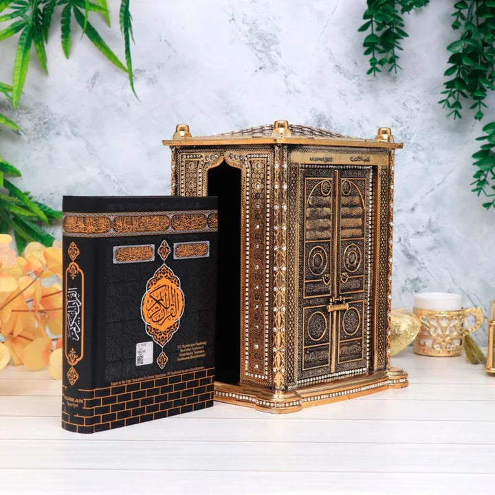 Quran With Kaaba Replica | Kaba Design Quran Gift Set | Islamic Book, Koran Storage Box | Muslim Home Decor | Housewarming Gift | Eid Gift-theislamicshop.com