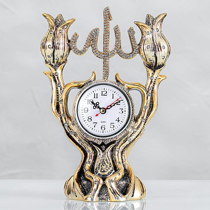 islamic ornament With Table Clock Silver and Gold - Waaw