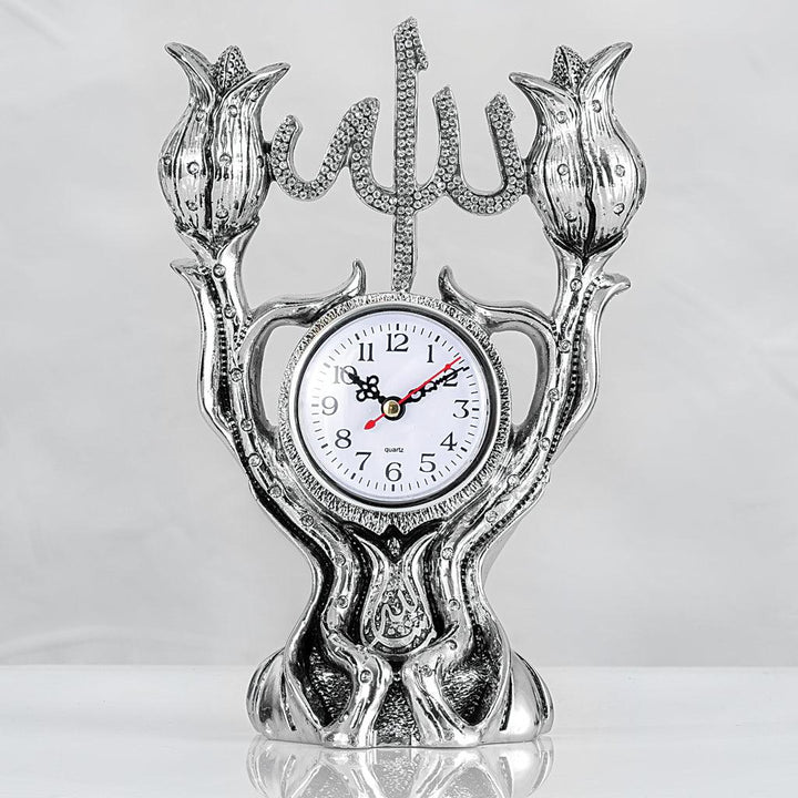 islamic ornament With Table Clock Silver and Gold - Waaw