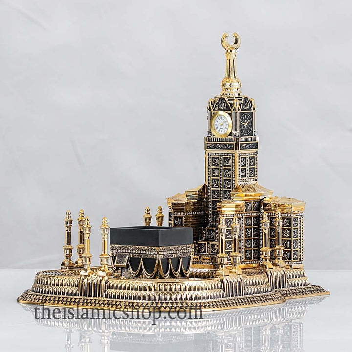 the-islamic-shop-islamic-decor-gold-islamic-table-decor-99-names-of-allah-kaba-clock-tower-replica-large-al-haram-gold-colour-home-decor-kaba