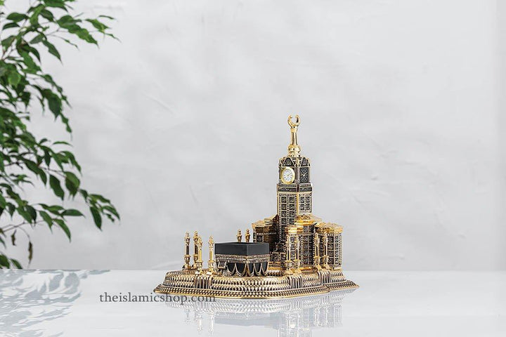 the-islamic-shop-islamic-decor-gold-islamic-table-decor-99-names-of-allah-kaba-clock-tower-replica-large-al-haram-gold-colour-home-decor-kaba