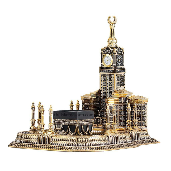 the-islamic-shop-islamic-decor-gold-islamic-table-decor-99-names-of-allah-kaba-clock-tower-replica-large-al-haram-gold-colour-home-decor-kaba