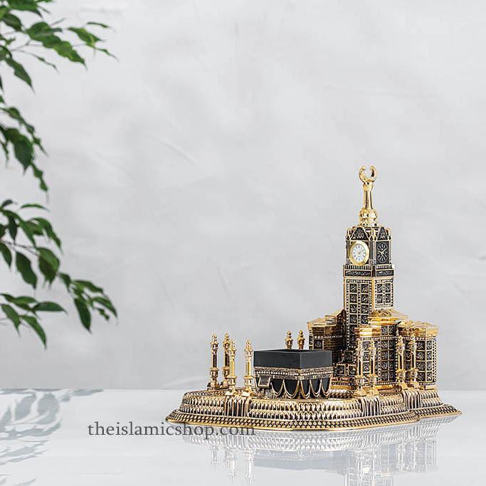 the-islamic-shop-islamic-decor-gold-islamic-table-decor-99-names-of-allah-kaba-clock-tower-replica-large-al-haram-gold-colour-home-decor-kaba