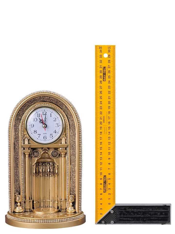 Islamic Table Decor Clock With Ayatul Kursi Mihrab (NKBY-3314S1)-theislamicshop.com