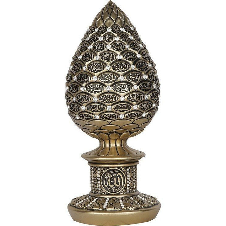Islamic Table Decor Golden pine cone - 99 Names of Allah Alif collection - Waaw