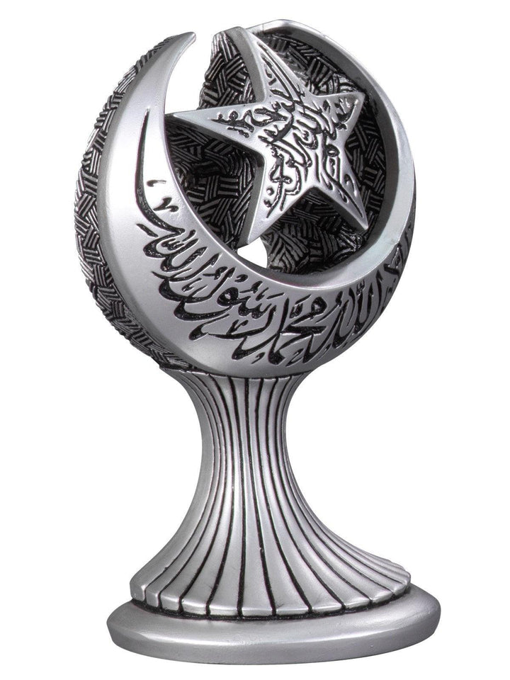 Islamic Table Decor Tawhid & Bismillah Crescent Moon & Star Gold/Silver (Small)-theislamicshop.com