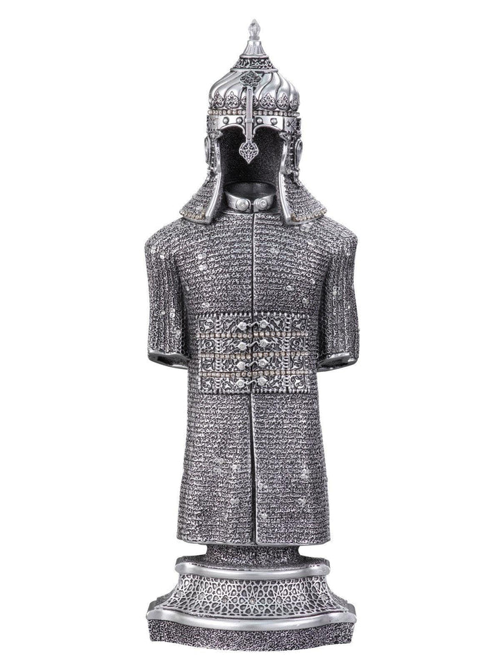 Jawshan Kabir Silver Moulded Ottoman Military Armor 26 x 8cm Ornament Small - Waaw
