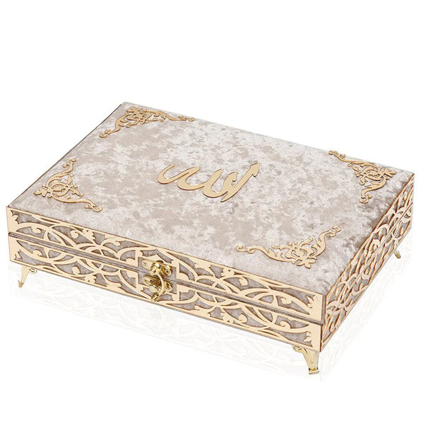 Holy Quran Keepsake Ikra Gift Set for Women - With Hijab & Tasbih - Ivory-theislamicshop.com