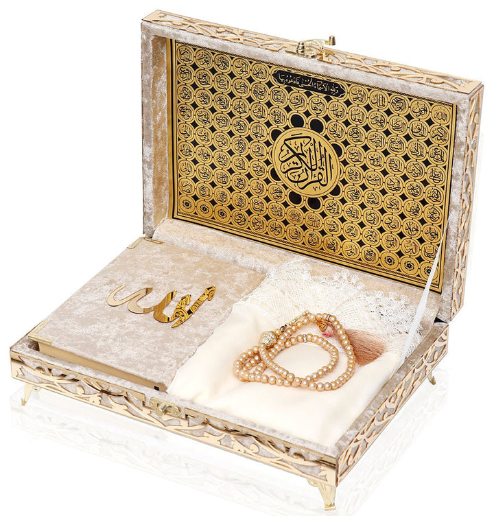 Holy Quran Keepsake Ikra Gift Set for Women - With Hijab & Tasbih - Ivory-theislamicshop.com