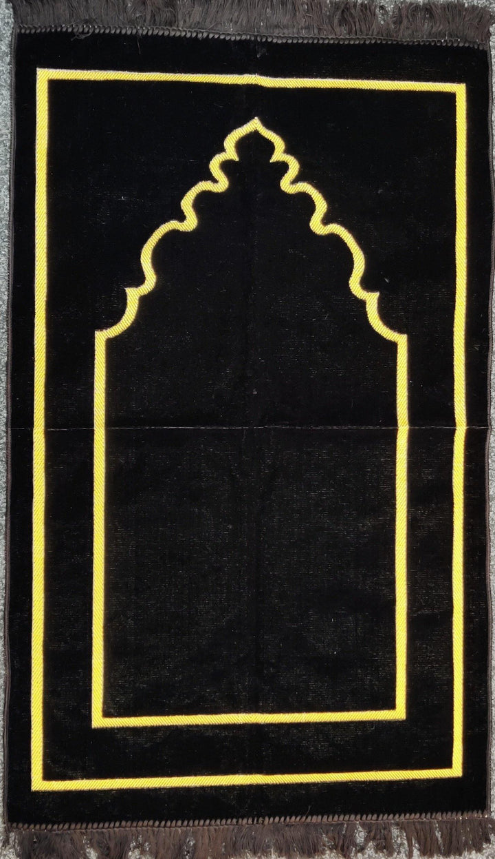 Black Plain prayer mat sajjadah jaynamaz salah prayer rug Turklish prayer mat - Waaw