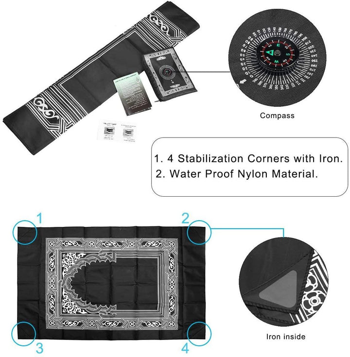 Pocket Prayer Mat With Compass-TheIslamicshop.com