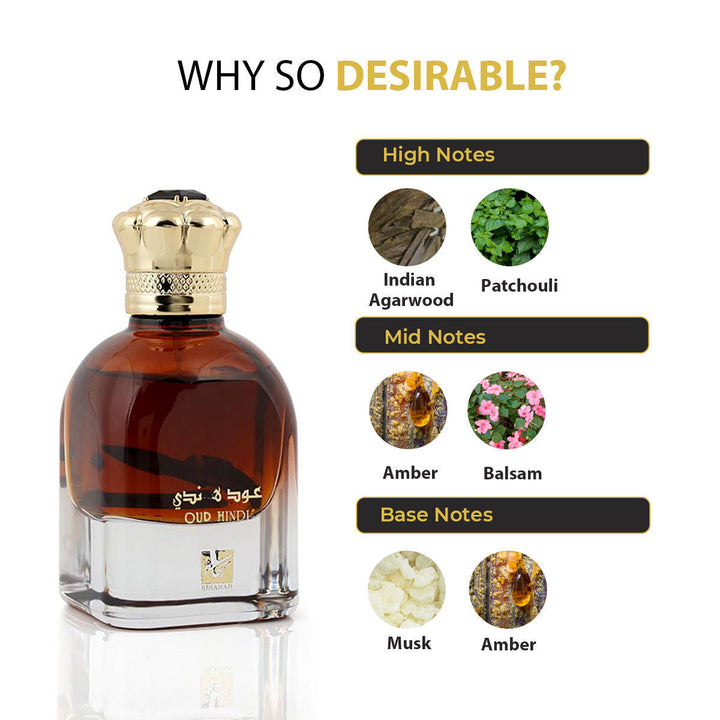 Oud Hindi Nusuk Eau De Parfum 90ml 3floz Unisex Fragrance-theislamicshop.com