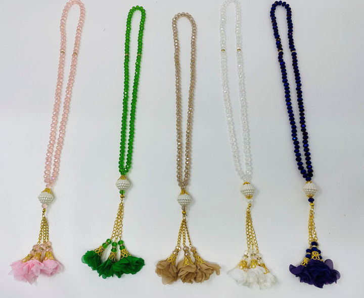 TASBIH 99 FRESH WATER PEARLS BEADS TASBEEH WITH FLOWERS-theislamicshop.com