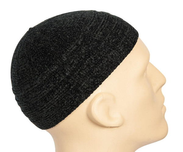 Turkish Chenille classic prayer hat Black-theislamicshop.com