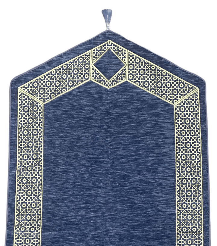 Waaw Premiup chenille  prayer mat With Tassel/Blue High Quality-TheIslamicshop.com