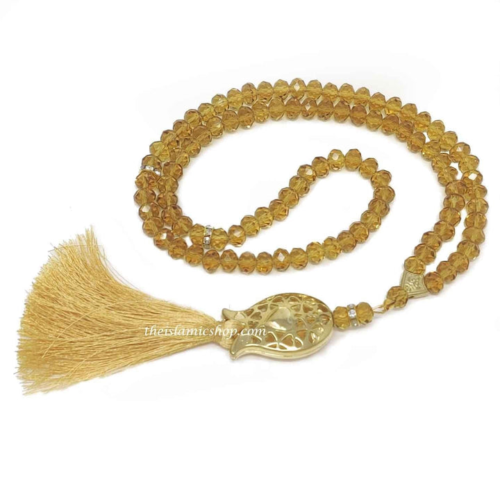 Yellow Crystal Prayer Beads, Tasbih, Misbaha, Eid Islamic Gift, worry beads - Waaw